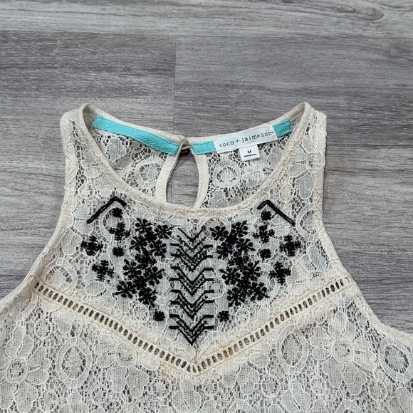 Buckle Chic Lace Fringe Tank Top cotton blend M - Picture 3 of 7